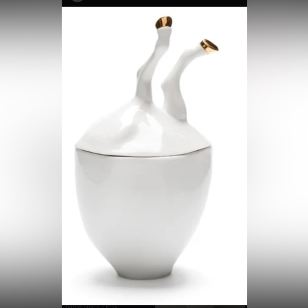 Handmade Porcelain Sugar Bowl: White Ceramic Horse Hooves
